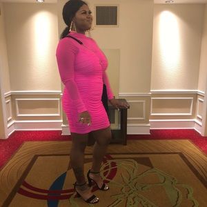 Neon Pink Scrunchy Dress